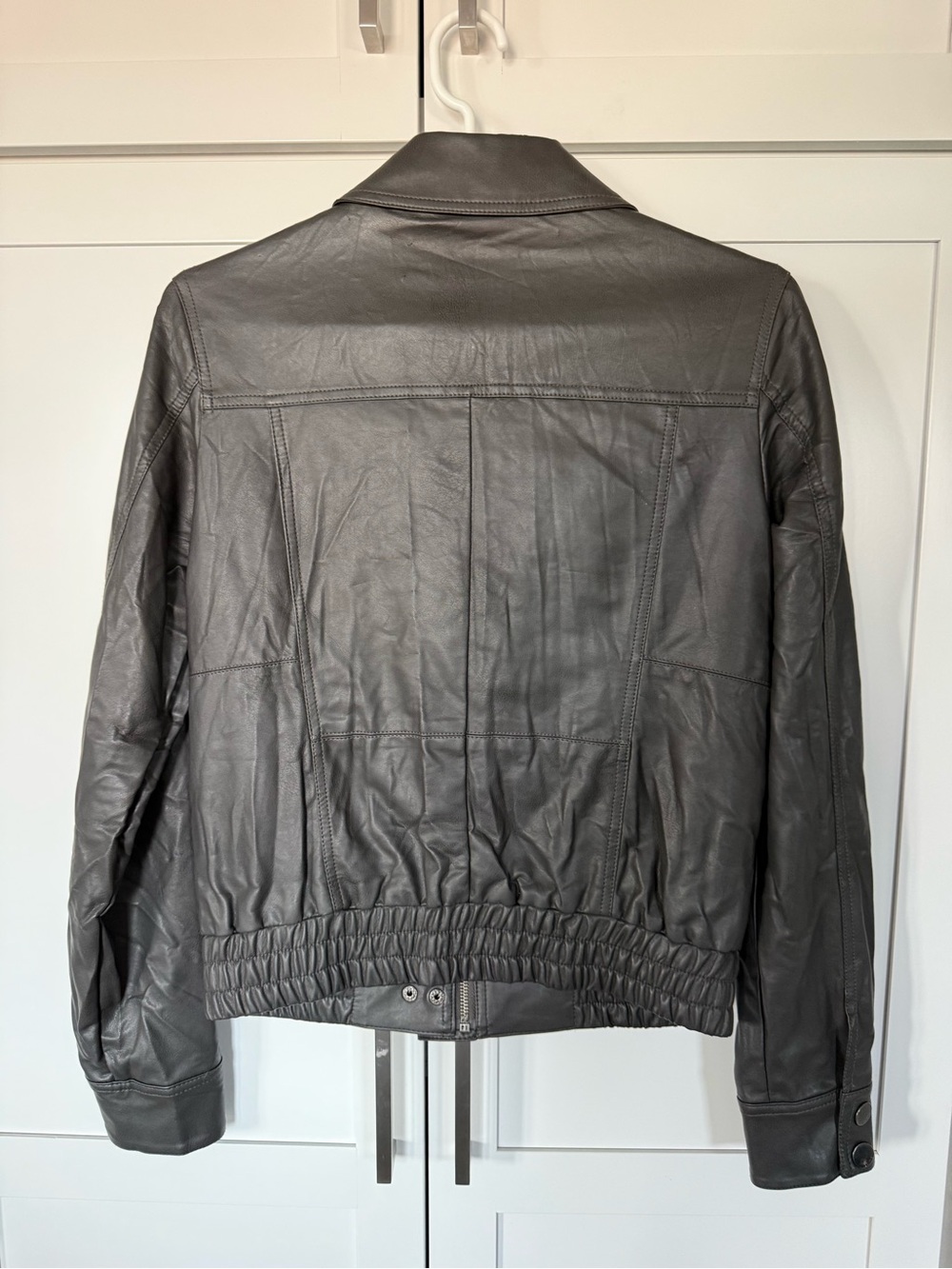 Slate gray Faux Leather Jacket - Women - Picture 4 of 14
